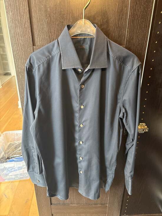 Zanella Other - Zanella Men's Navy Blue Long Sleeve Dress Shirt Size 16.5 L